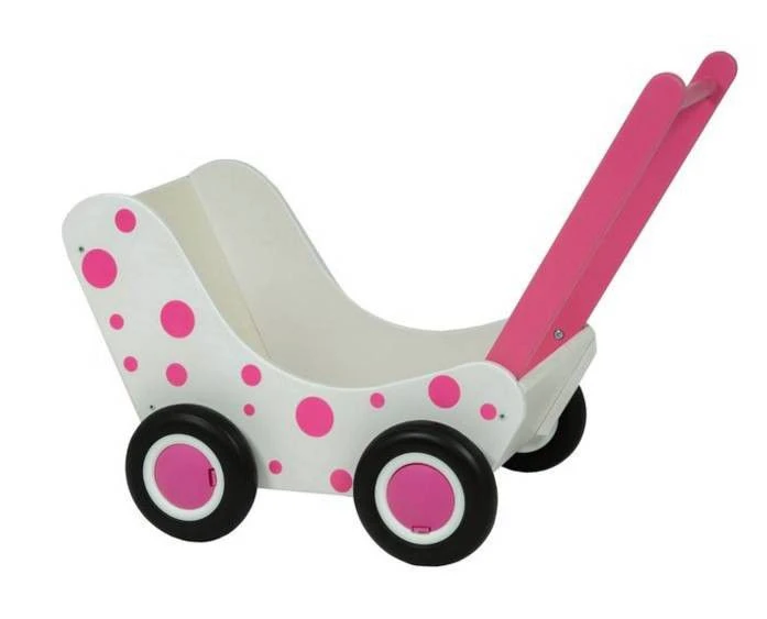 Houten Poppenwagen Poppenbuggy VanDijkToys Rose 3 Houten Poppenwagen Poppenbuggy VanDijkToys Rose