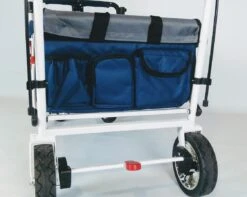 Active Outdoor Bolderkar Blauw Incl. Zonnedak, Extra Bagagetas En Extension. -Chique Speelgoeds Winkel active outdoor wagon detail opbergvakjes