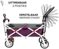 Active Outdoor Bolderkar Paars Met Zonnedak En Extra Bagagetas. Showmodel -Chique Speelgoeds Winkel bolderkar active outdoor opvouwen 3 1