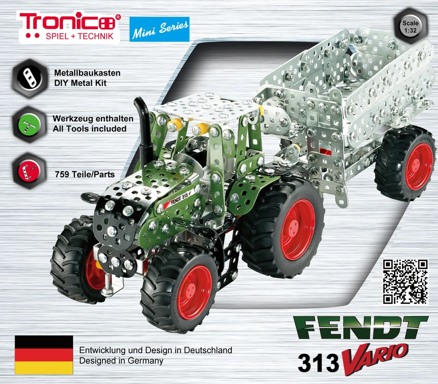Tronico Mini Fendt 313 Vario Met Aanhangwagen – 1 : 32 4 Tronico Mini Fendt 313 Vario Met Aanhangwagen – 1 : 32 - Afbeelding 2