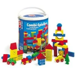 Blokkenset HEROS Combi-speelbox 75-delig -Chique Speelgoeds Winkel houten blokken combi in ton heros 27201 1 1