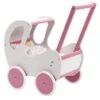 Houten Poppenwagen De Luxe White Incl. Dekbed / Slaapzak -Chique Speelgoeds Winkel houten poppenwage deluxe wit
