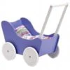 Houten Poppenwagen Purple -Chique Speelgoeds Winkel houten poppenwagen paars wit 1