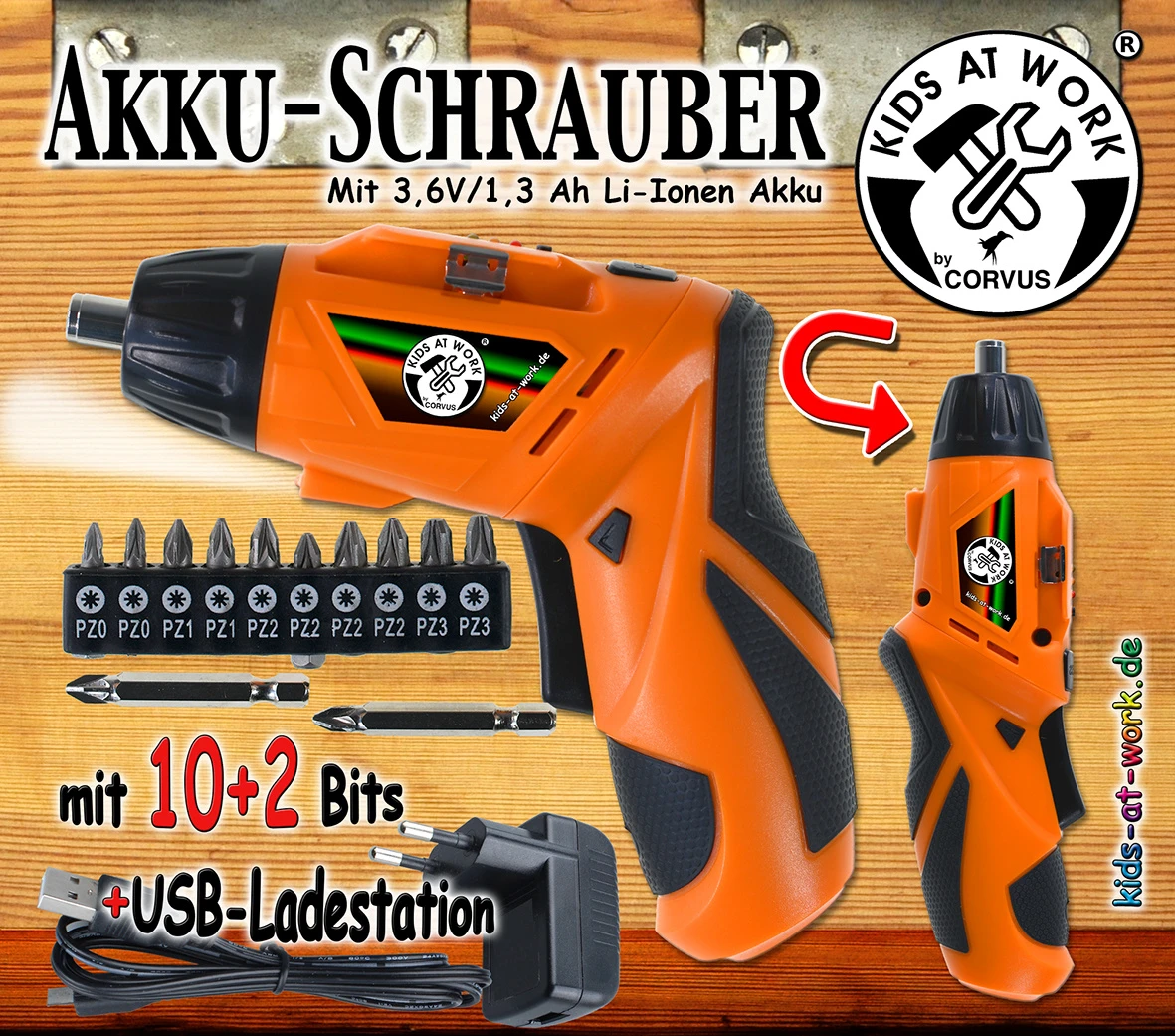 Accuschroevendraaier Kids-at-Work Accuschroefmachine Kindergereedschap 4 Accuschroevendraaier Kids-at-Work Accuschroefmachine Kindergereedschap - Afbeelding 2