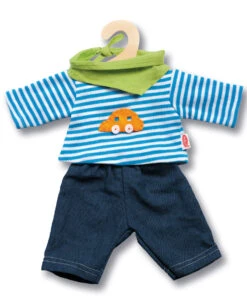 Kledingset Spijkerbroek Met Gestreept Shirt Mt. 35 – 45 Cm. -Chique Speelgoeds Winkel kledingset jongenspop heless 1315 2315 1 1