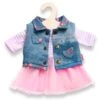 Kledingset Jurk Rose Met Spijkerjack Mt. 28 – 35 Cm. -Chique Speelgoeds Winkel kledingset pop heless 1550 2550