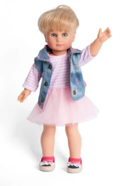 Kledingset Jurk Rose Met Spijkerjack Mt. 35 – 45 Cm. -Chique Speelgoeds Winkel kledingset pop heless 1550 2550 2 1