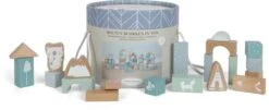 Little Dutch Houten Blokkenton Blauw LittleDutch -Chique Speelgoeds Winkel little dutch 4413 blauw houten blokken in ton