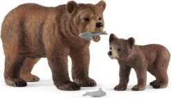 Schleich 42473 Vrouwelijke Grizzlybeer Met Jong WildLife -Chique Speelgoeds Winkel schleich 42473 grizzlybeer met grizzlybeertje 1