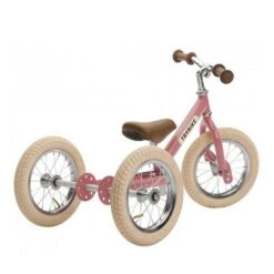 Trybike Steel Pink 2-in-1 Loopfiets Vintage Roze -Chique Speelgoeds Winkel trybike steel pink 1 1